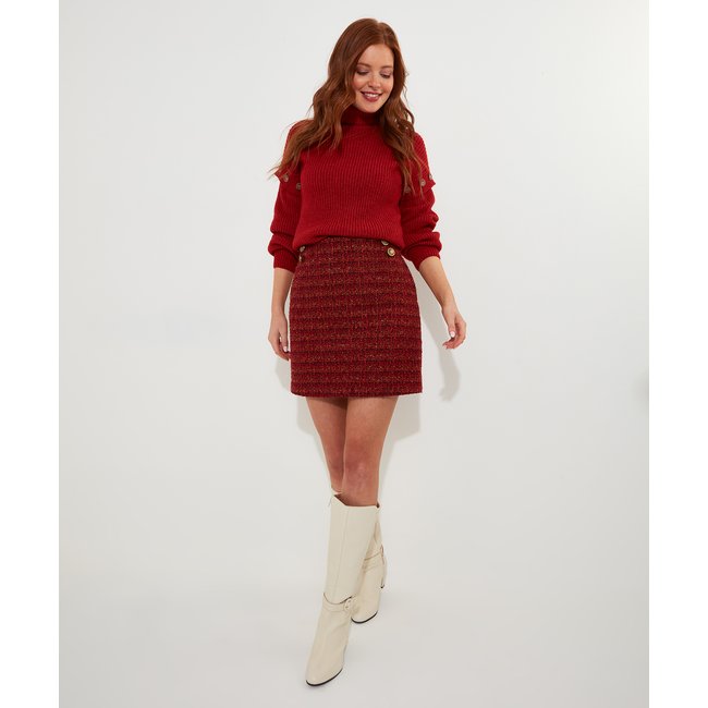 Jupe Mini Coordonnée Tweed Texturé orange brûlé <span itemprop=