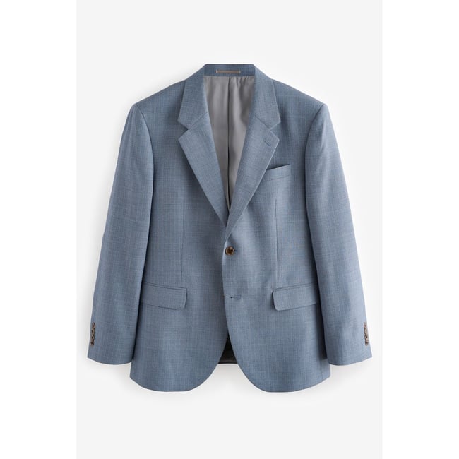 Veste de costume en laine texturée bleu <span itemprop=