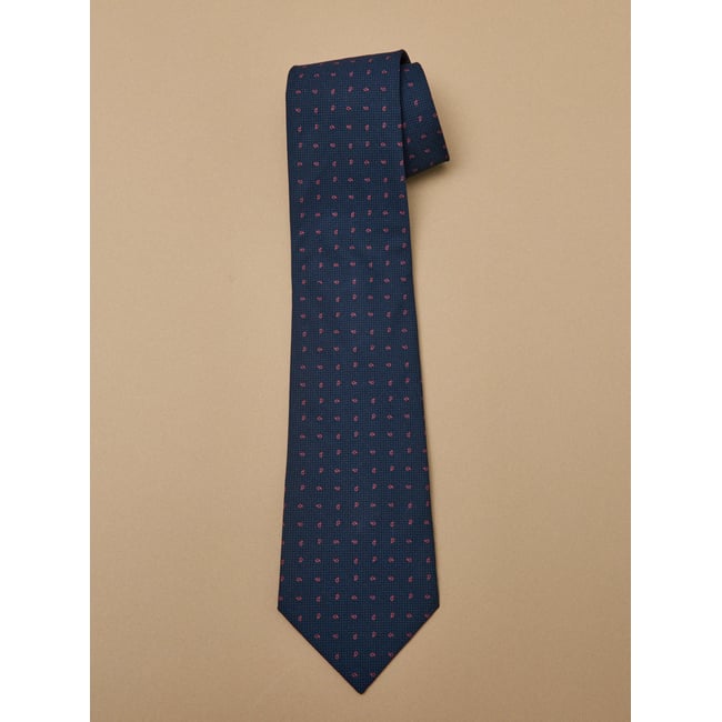 Cravate imprimée made in France marine <span itemprop=