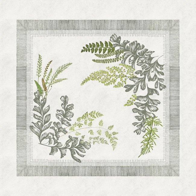 Serviette coton & lin BOUQUET DE FOUGERES bouleau <span itemprop=