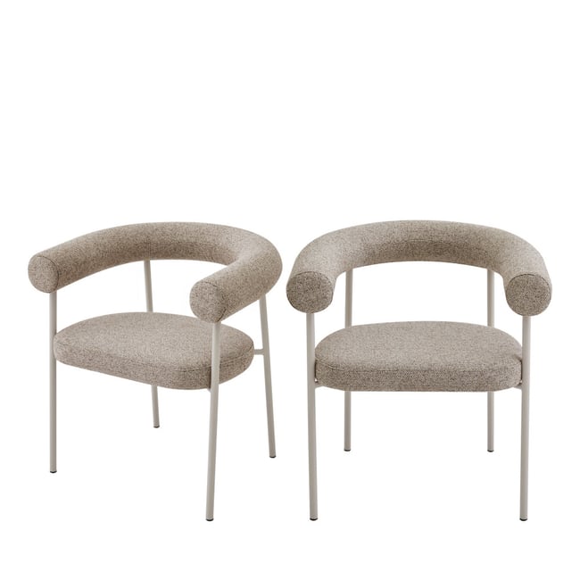 Lot de 2 fauteuils de table en tissu pieds beige- OLYMPE Couleur marron chiné <span itemprop=