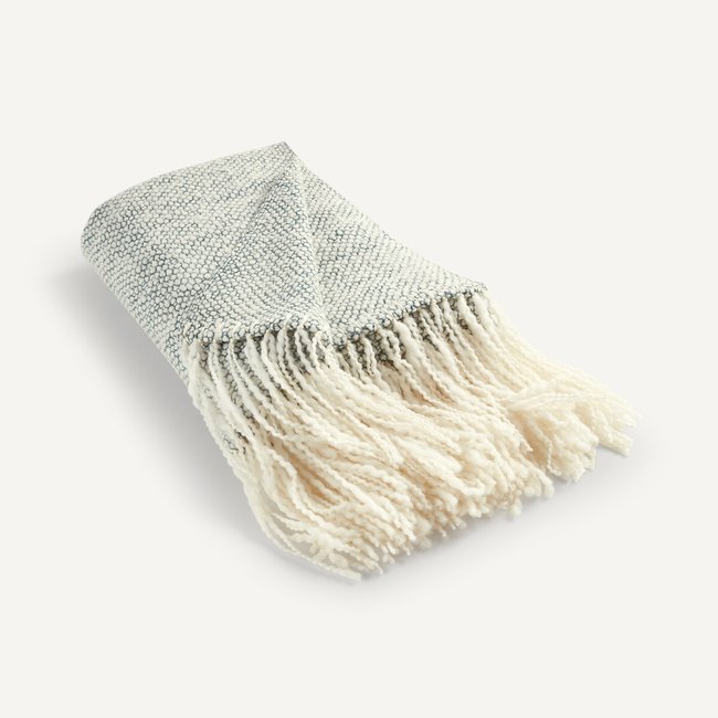 Alphi 100% Wool Blanket ecru/celadon/green AM.PM
