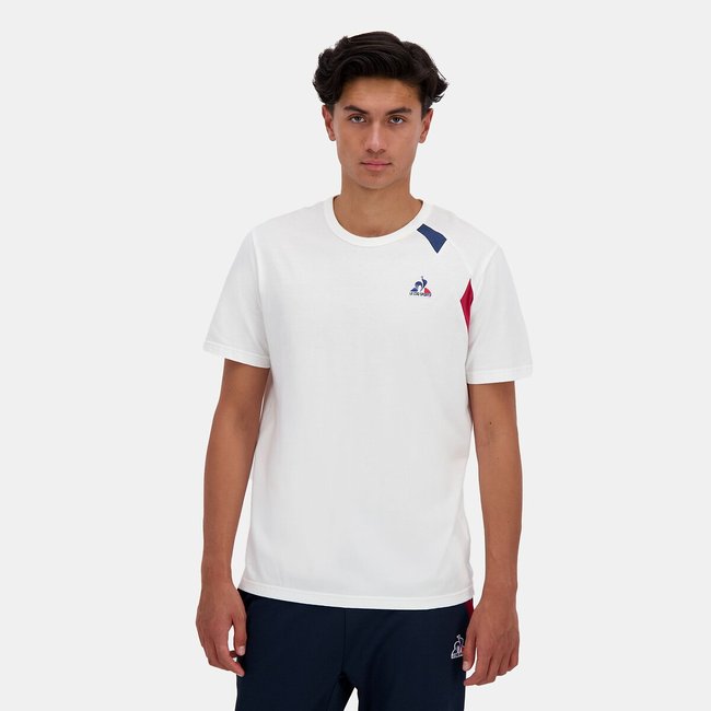 Camiseta de manga corta tricolor blanco <span itemprop=