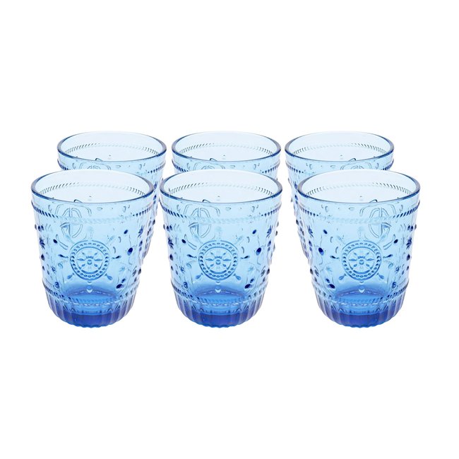 Lot de 6 verres à eau, GREECE Couleur bleu <span itemprop=