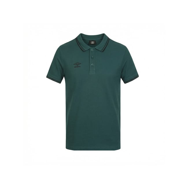 Polo piqué de coton vert sapin/noir <span itemprop=