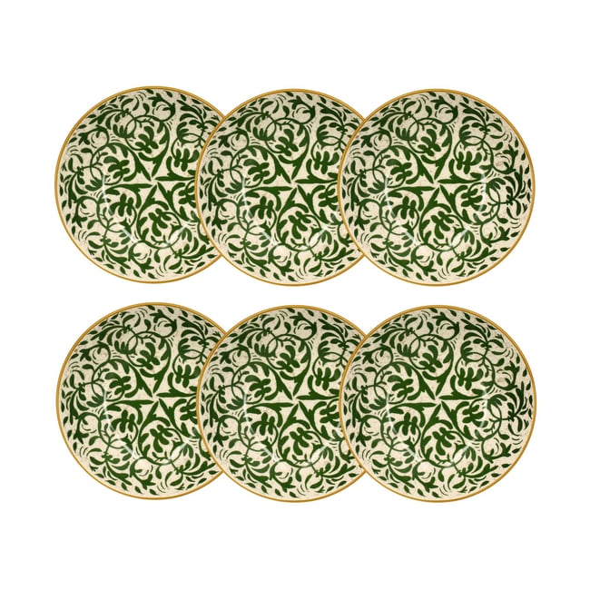 Lot De 6 Assiettes à Dessert Florali NOVASTYL 19,5 Cm En Grès - Décor Floral Noir Élégant - 2614807