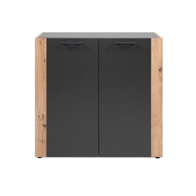 Commode 2 portes pieds noirs LUMA Couleur gris anthracite <span itemprop=