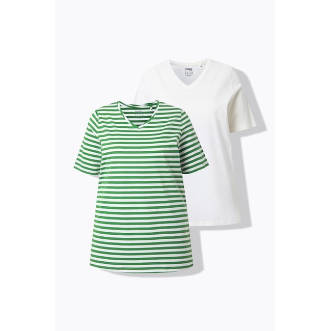 Lot de 2 T-shirts, rayures/uni - ULLA POPKEN
