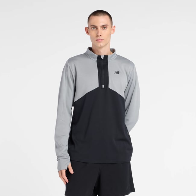 Utility Knit 1/4 Zip T-shirt col montant manches courtes. gris - yst <span itemprop=