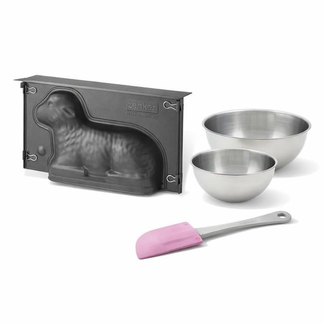 Set de 4 ustensiles de pâtisserie moule à gâteaux 2 bols PÂQUES noir <span itemprop=