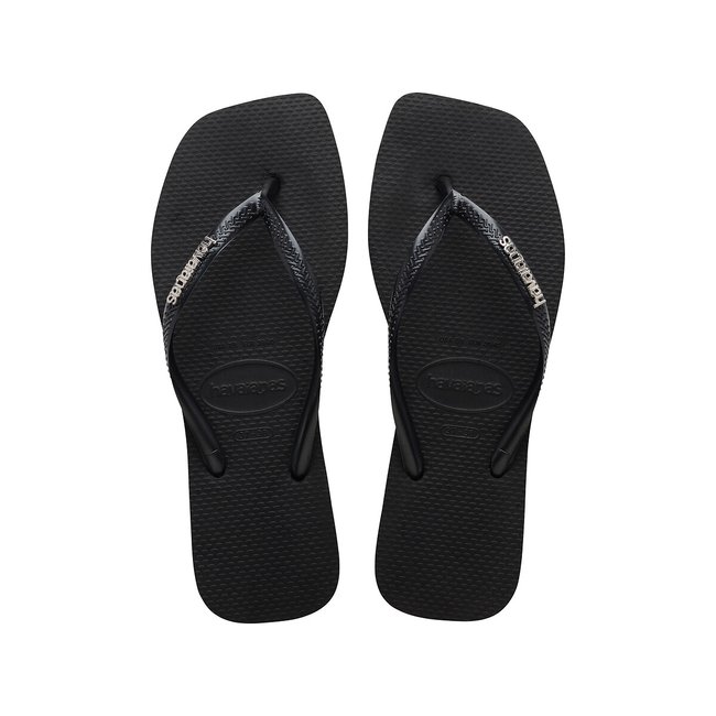 Infradito Slim Square Logo Metallic nero HAVAIANAS