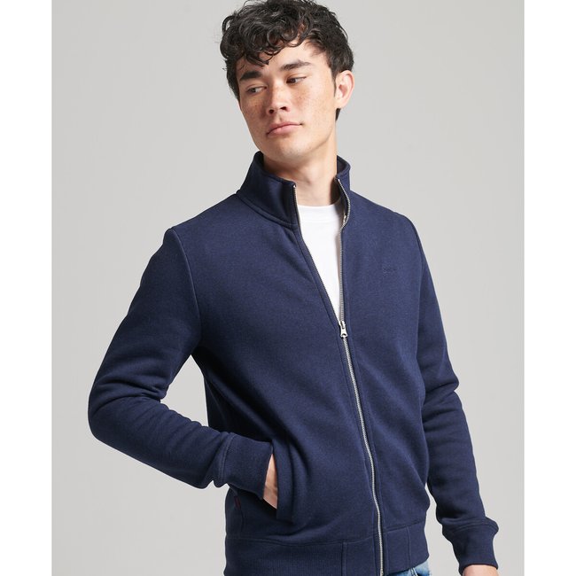 Sweatjacke Vintage Logo, Reissverschluss und Stehkragen dunkelblau <span itemprop=