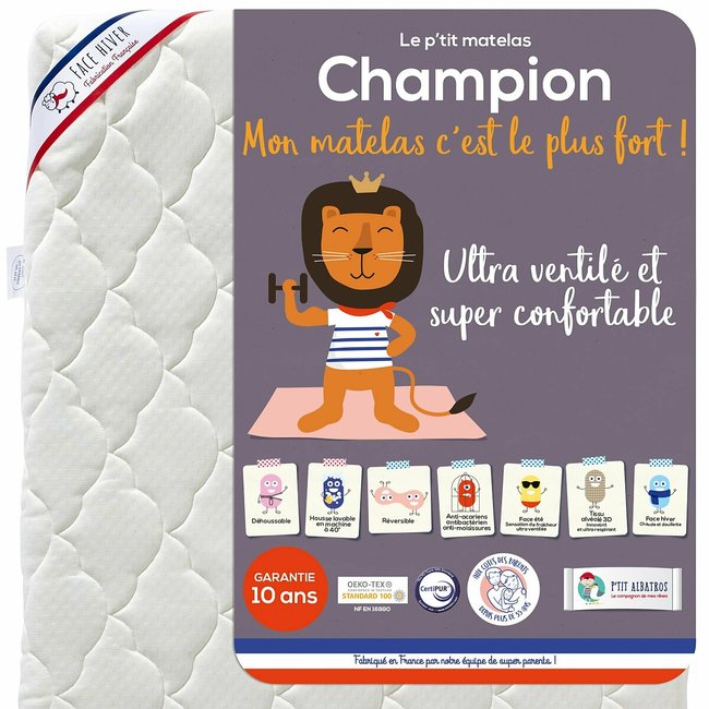 Matelas bébé Champion Couleur blanc <span itemprop=