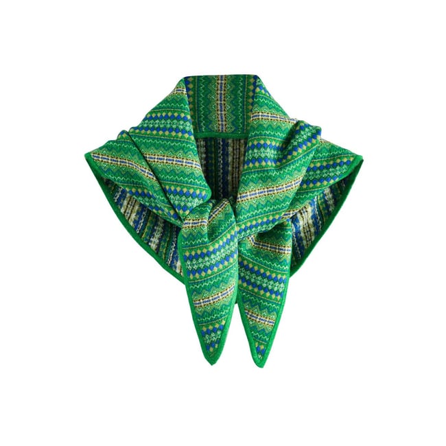 Écharpe triangle en maille ultra-douce green fairisle <span itemprop=