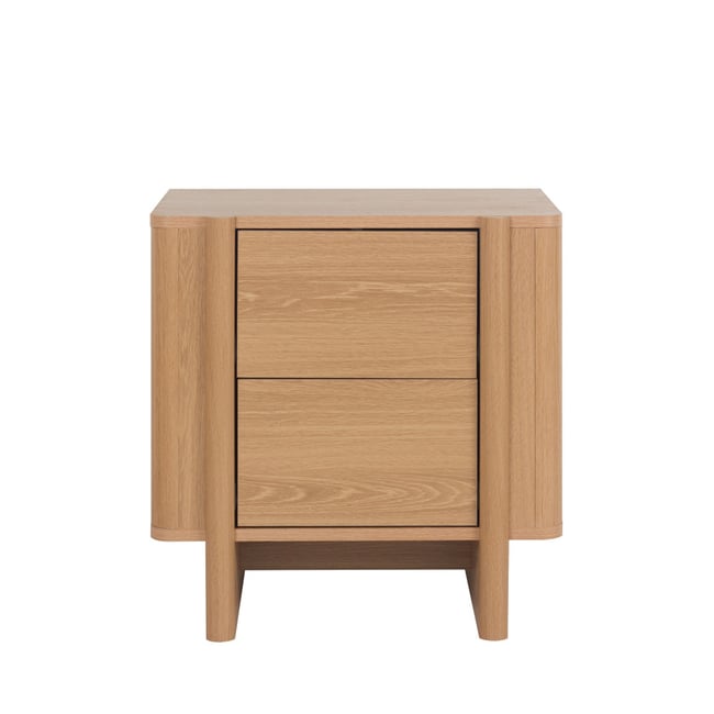 Table de chevet 2 tiroirs en bois- OLI Couleur bois clair <span itemprop=