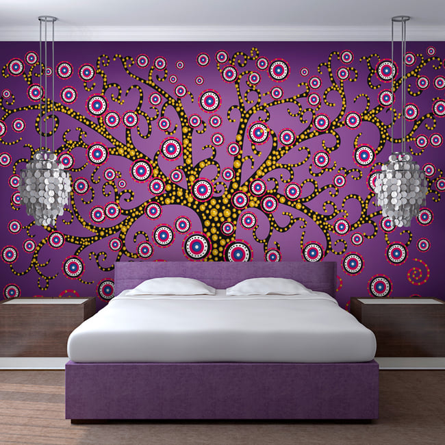 Papier peint intissé panoramique Abstractions abstraction: arbre (violet) Couleur bleu <span itemprop=
