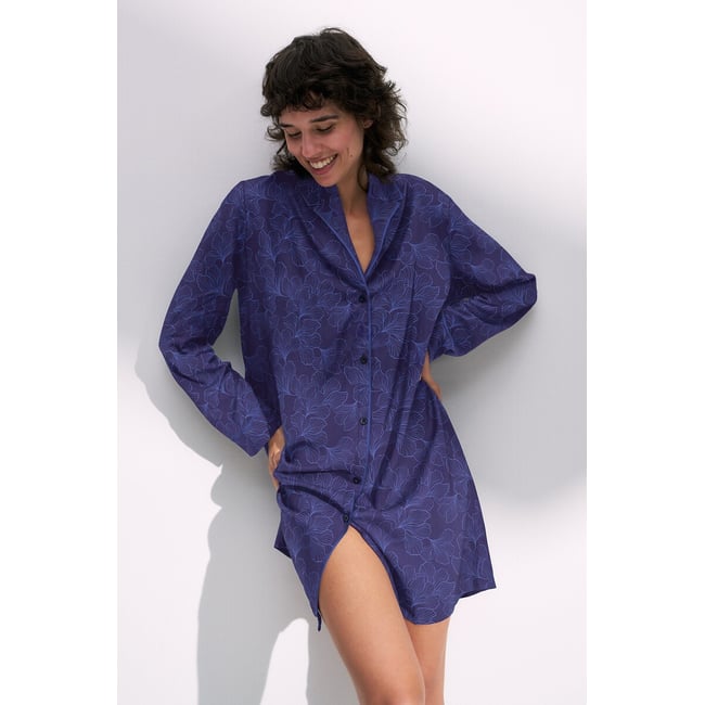 Boyfriend Fit Nightshirt, floral print/navy background, TRIUMPH
