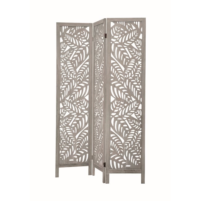Paravent en BOIS de pin cérusé, NICE Couleur gris <span itemprop=