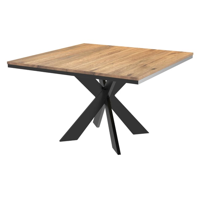 Table carrée extensible en chêne, pied métal PALERME Couleur chêne huilé <span itemprop=