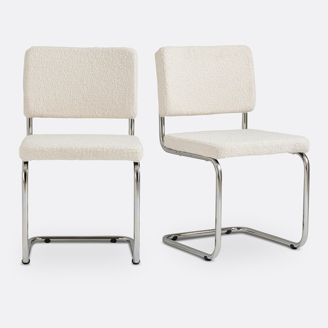 Lot 2 de chaises bouclette, Sarva Couleur ecru <span itemprop=
