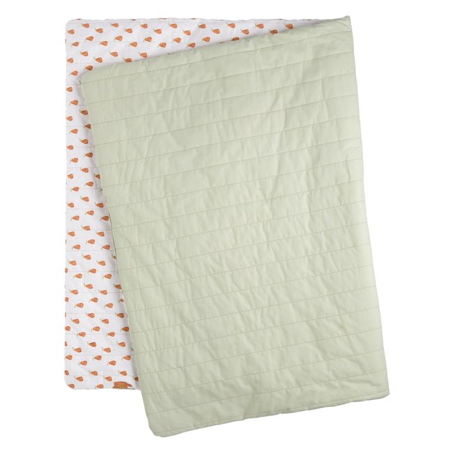Couvre lit bébé en coton vert <span itemprop=