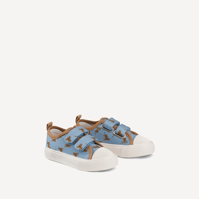 Baskets à scratchs en toile bleu <span itemprop=
