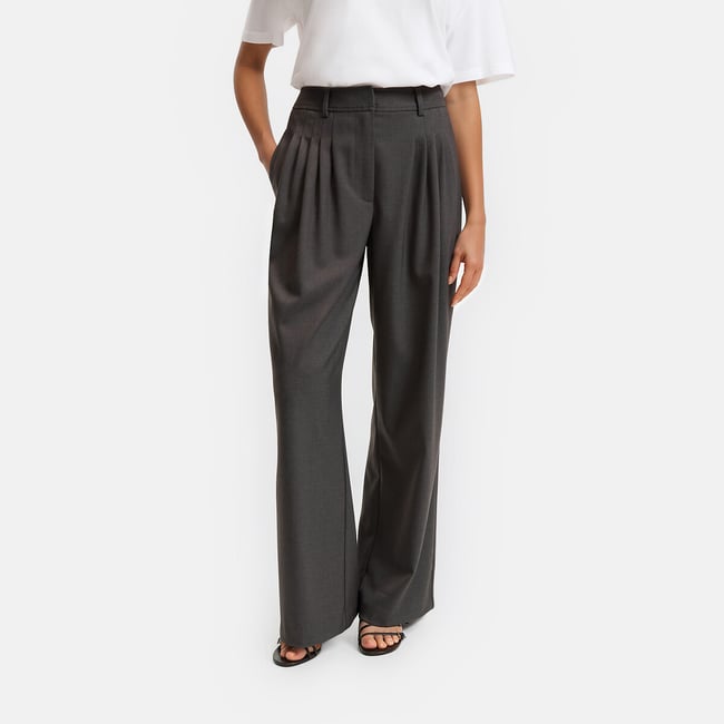 Pantaloni larghi con pinces grigio chiné  LA REDOUTE COLLECTIONS