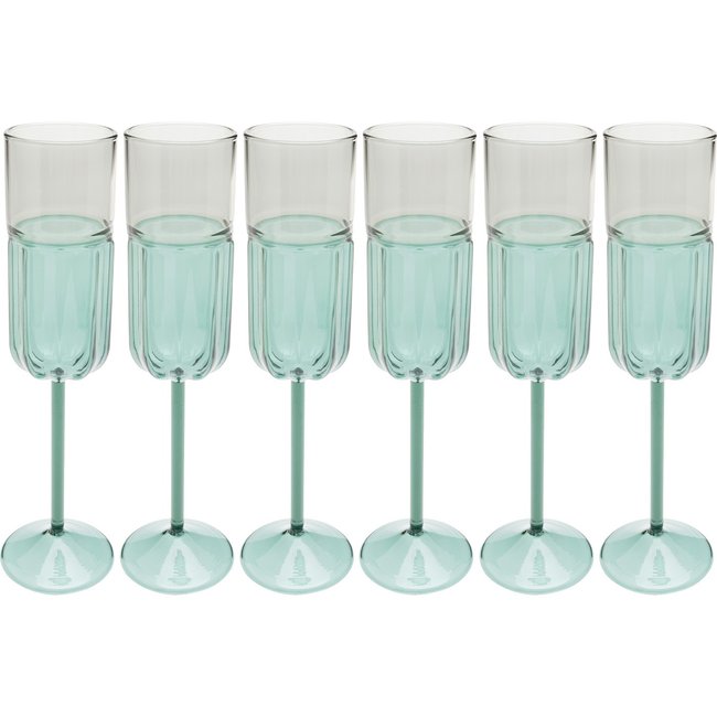 Lot de 6 flûtes à champagne, DUETTO Couleur vert <span itemprop=