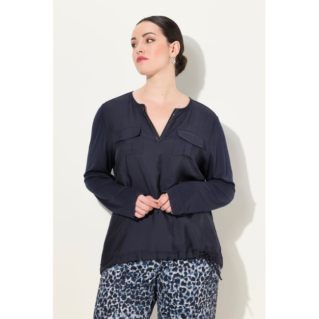 Blouse avec pierres fantaisie marine <span itemprop=