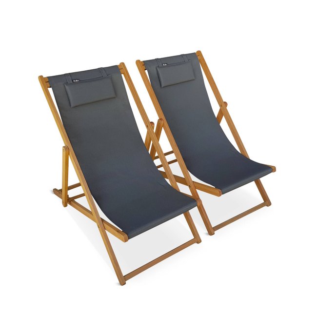 Chilienne bois d'eucalyptus pliante multi positions (lot de 2) CREUS - SWEEEK