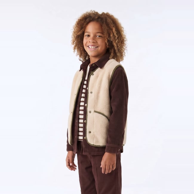 Veste sans manches en jean en coton naturel <span itemprop=