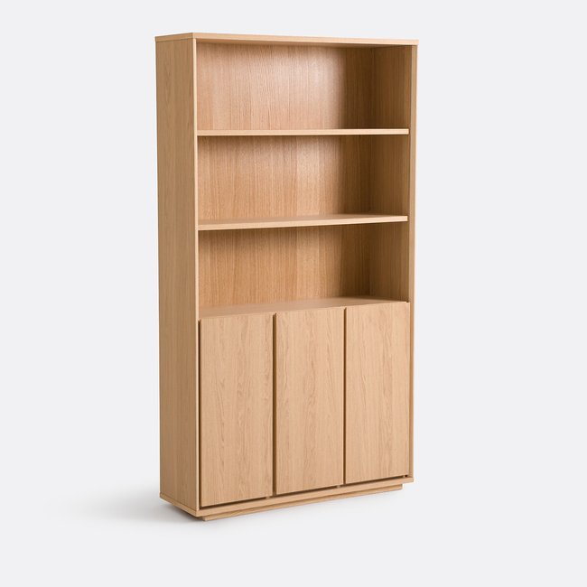 Bibliothèque 3 niches 3 portes, Norrem Couleur coloris chêne <span itemprop=