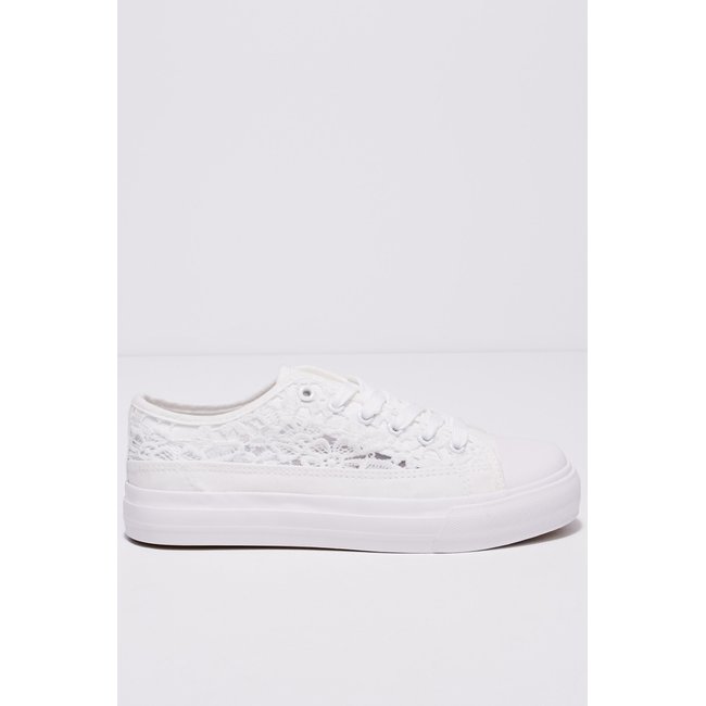 Tennis plates en dentelle blanc <span itemprop=