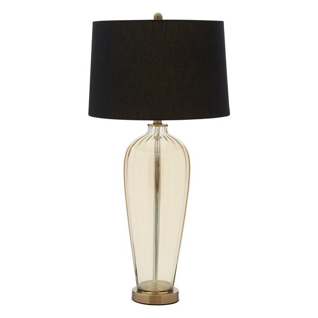Amber Tall Glass with Black Shade Table Lamp, black, SO'HOME