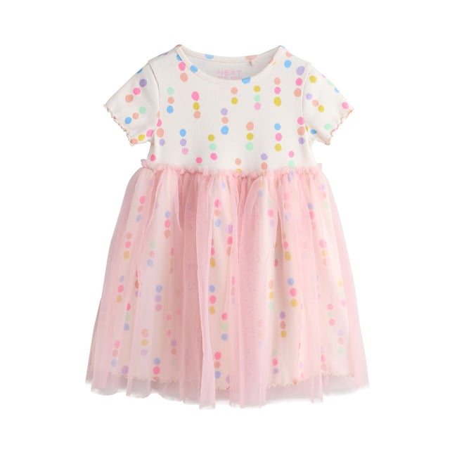 Robe avec jupe en tulle tache arc-en-ciel <span itemprop=
