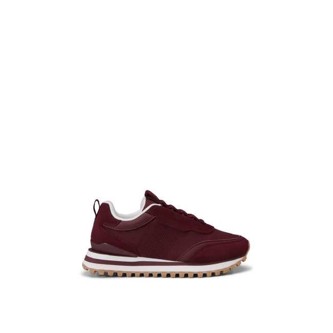 Modèle de baskets Bjorna en néoprène et cuir velours violett <span itemprop=
