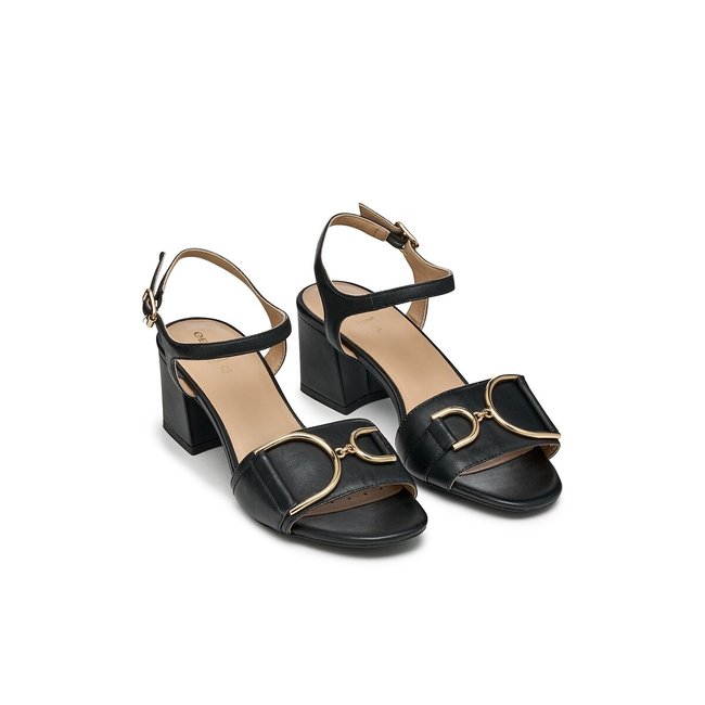 New Eraklia 50 Leather Sandals, black, GEOX
