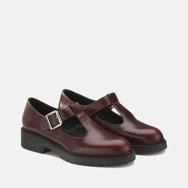 Sandali in pelle con suola dentellata bordeaux  LA REDOUTE COLLECTIONS