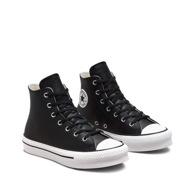 Kids All Star Eva Lift Foundation Leather High Top Trainers, black, CONVERSE