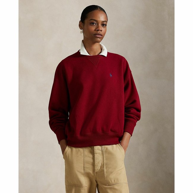 Sweat col rond manches longues rouge <span itemprop=