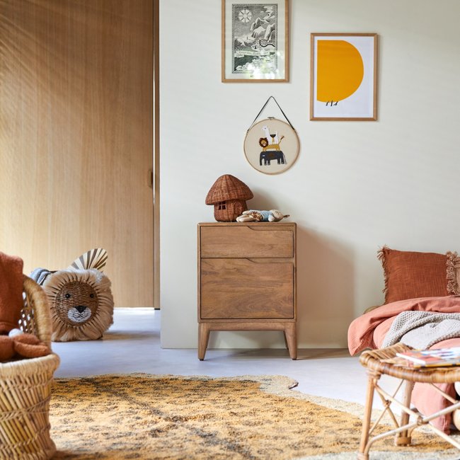 Chevet enfant en manguier massif GABRIELLE Couleur marron <span itemprop=