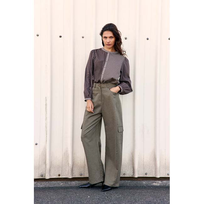 BLOUSE imprimé à carreaux BEXIA 16-marron <span itemprop=