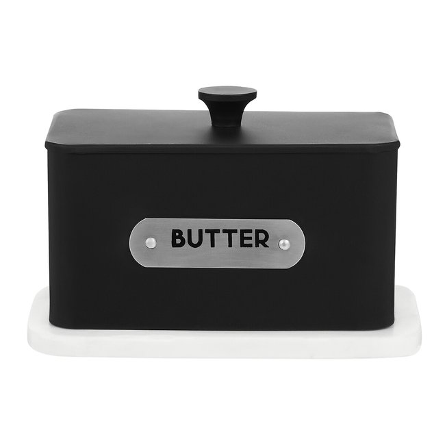 Liberty Butter Dish with Marble Base, black, SO'HOME