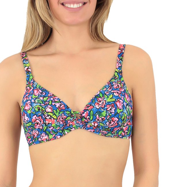 Haut de maillot triangle à armatures Florenza bleu <span itemprop=