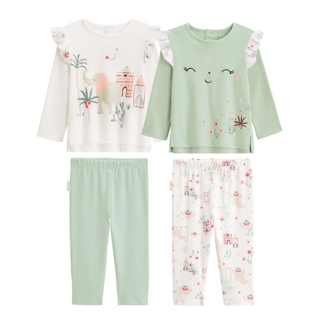 Lot de 2 pyjamas enfant Arya vert <span itemprop=
