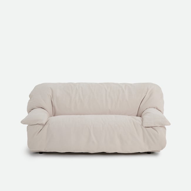 Canapé droit 2 ou 3 places, en chenille fine, BACKY beige <span itemprop=