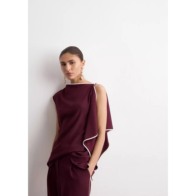 Blouse asymétrique volantée écru <span itemprop=