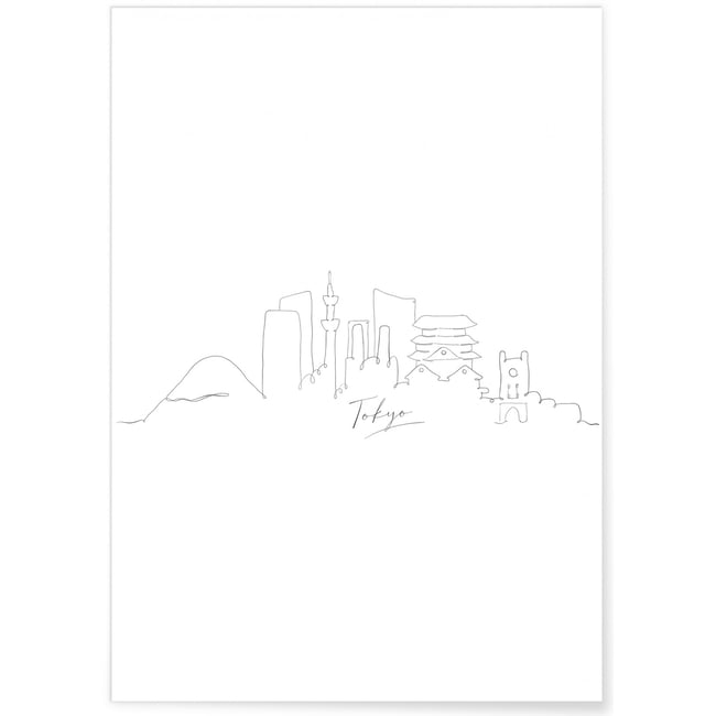 Affiche Line Art Tokyo Couleur blanc <span itemprop=
