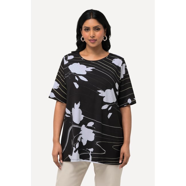 T-shirt en coton Pima. Décolleté rond et noir <span itemprop=