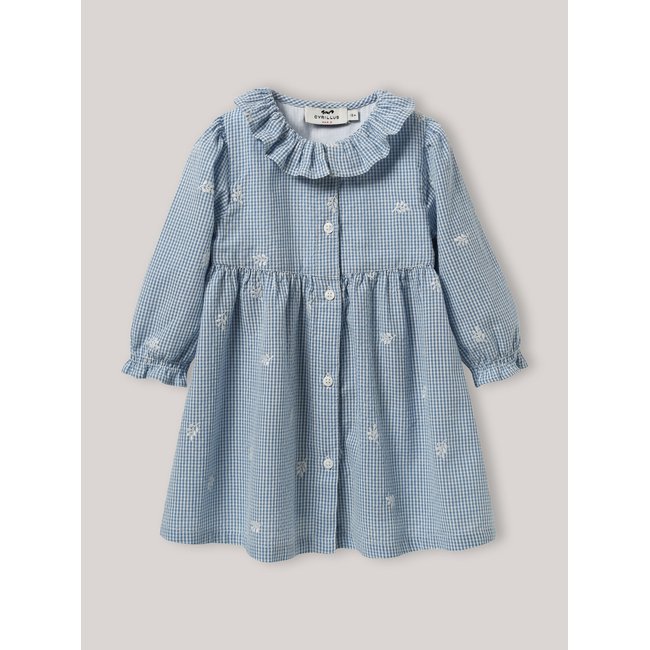Robe en vichy brodée vichy bleu <span itemprop=